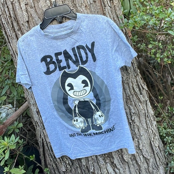 Bendy And The Ink Machine gray Short Sleeves Tee Boys S Small Gaming Shirt - Picture 4 of 9